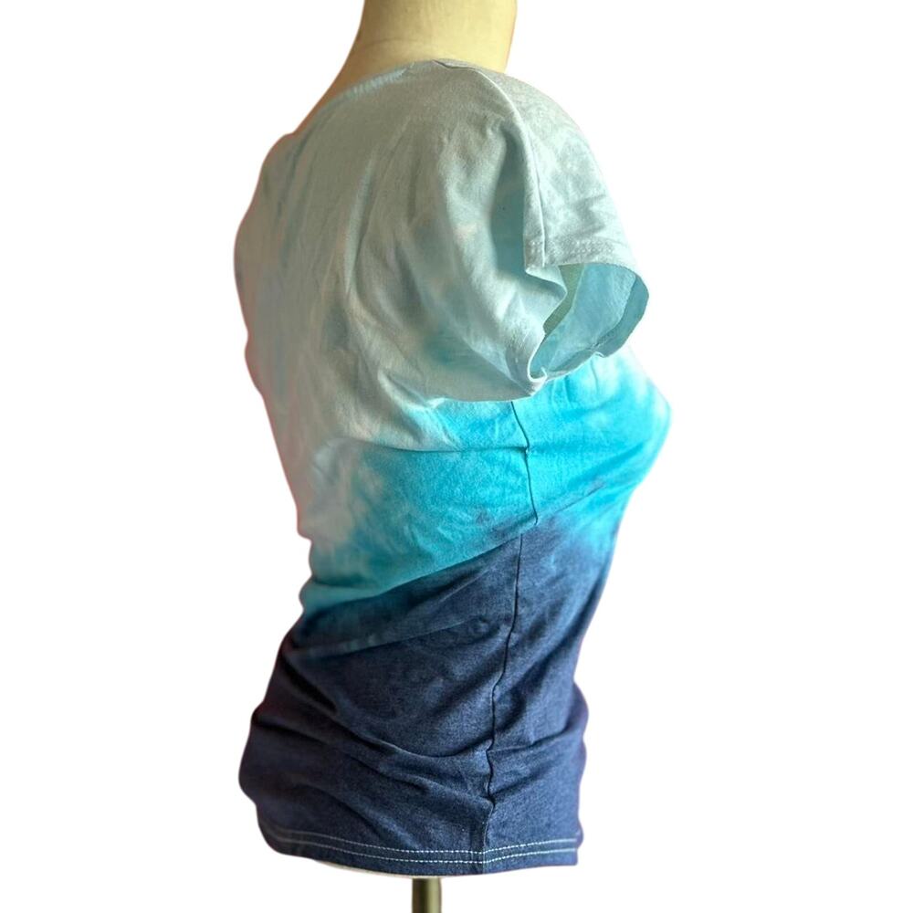 Womens Top Size Small Blue Tie Dye Handcrafted Hippie Festival Casual Travel Fun - Picture 4 of 6